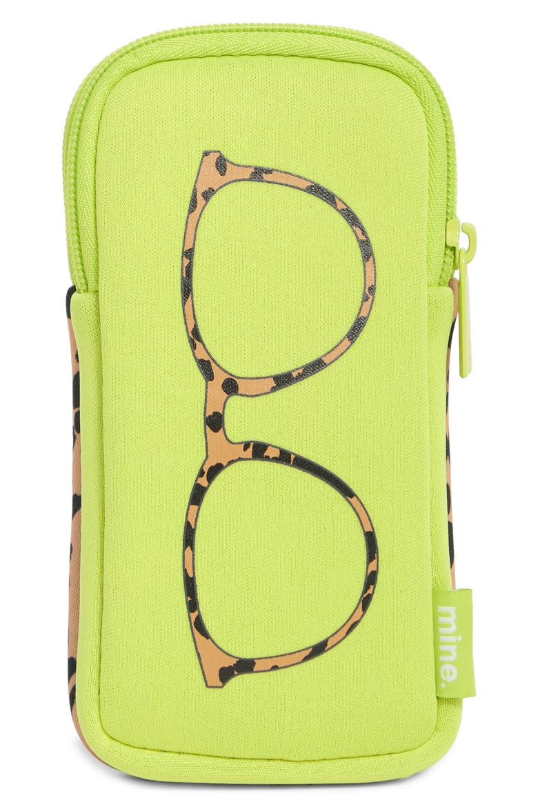 Leopard Double Eyeglass Case, Main, color, LIME