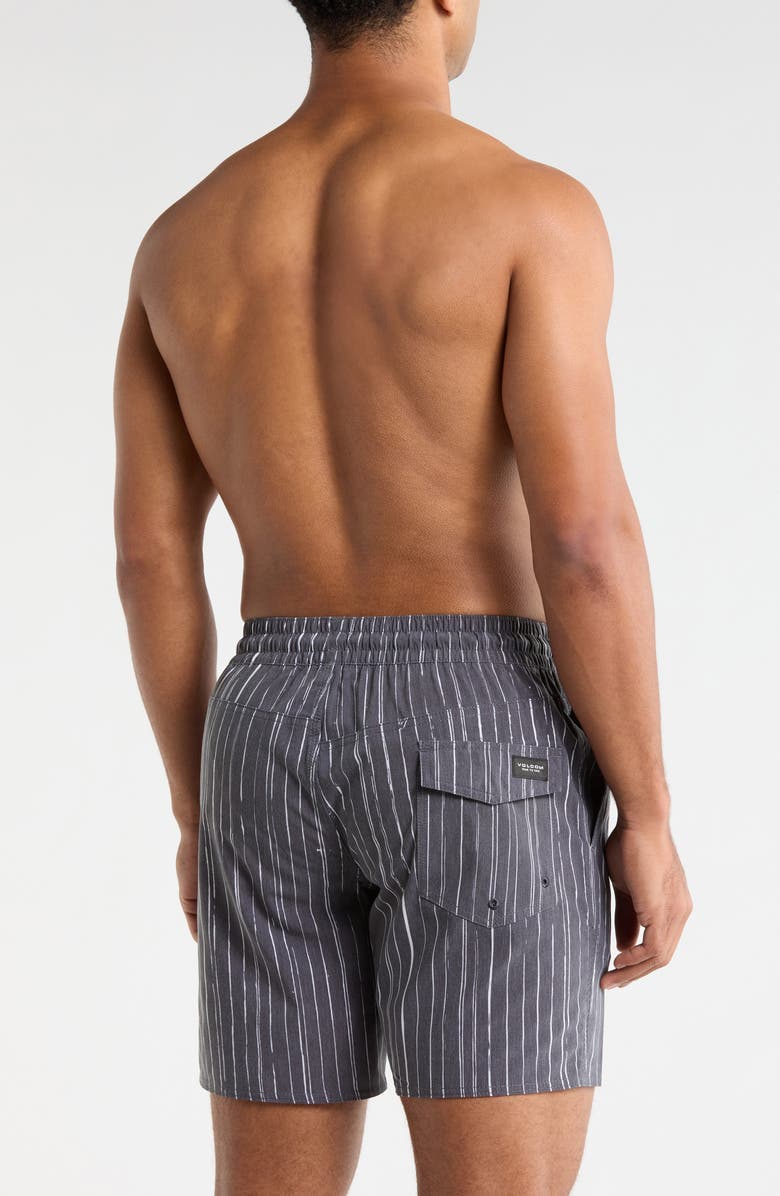 Volcom Psyche Swim Trunks, Alternate, color, Black/ White