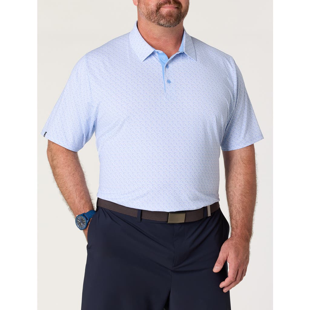 Callaway Big & Tall Chevron Print Polo Shirt V2 In Vista Blue