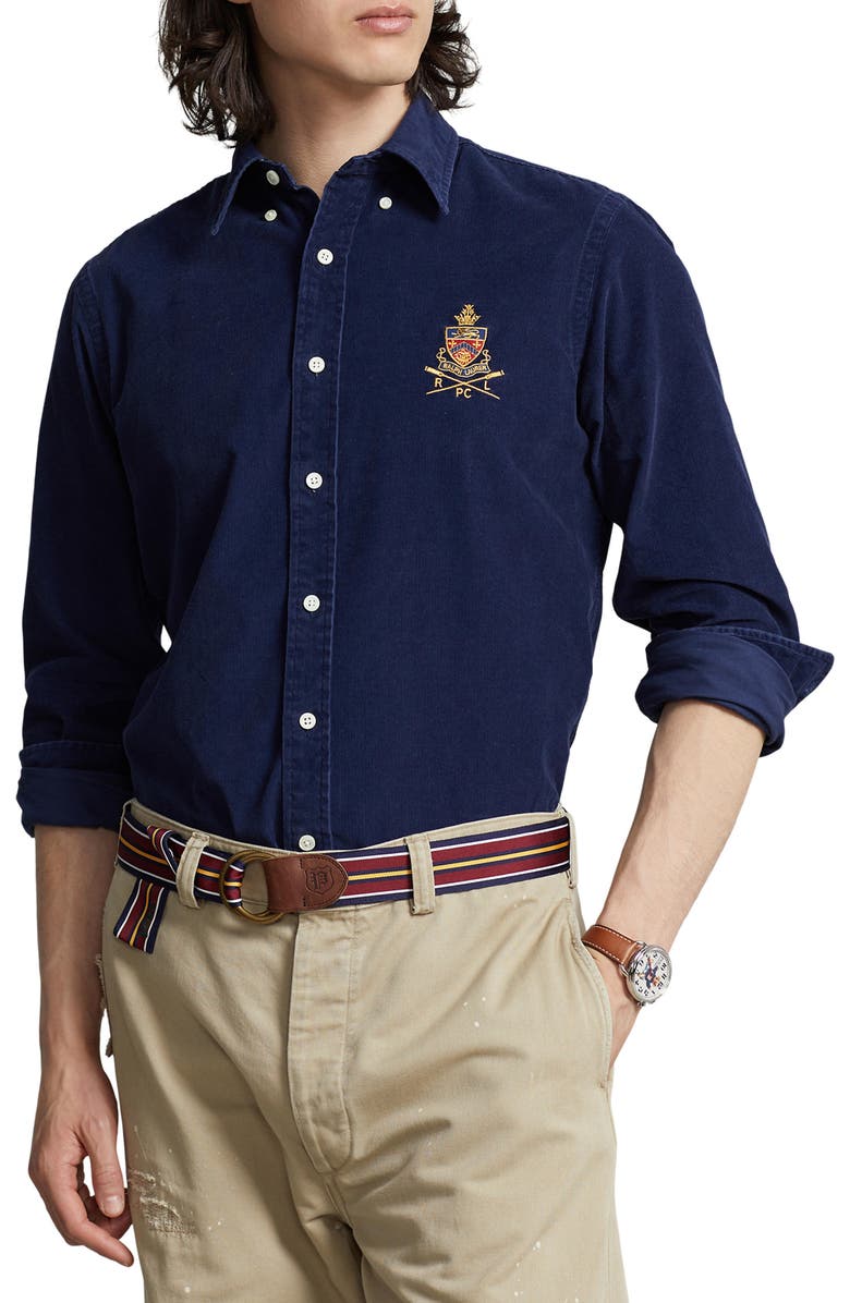 Polo Ralph Lauren Fine Wale Corduroy Button-Up Shirt, Main, color, 