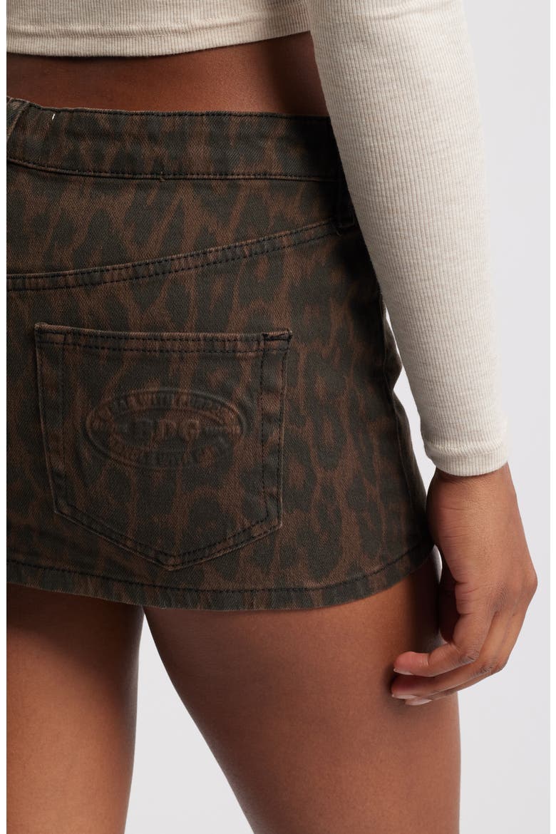 Leopard Print Low Rise Denim Ultra Miniskirt, Alternate, color, LEOPARD