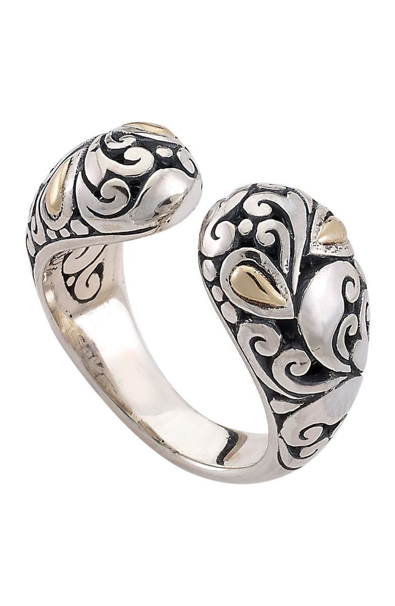 SAMUEL B. Sterling Silver & 18K Gold Open Design Ring, Main, color, Silver-Gold