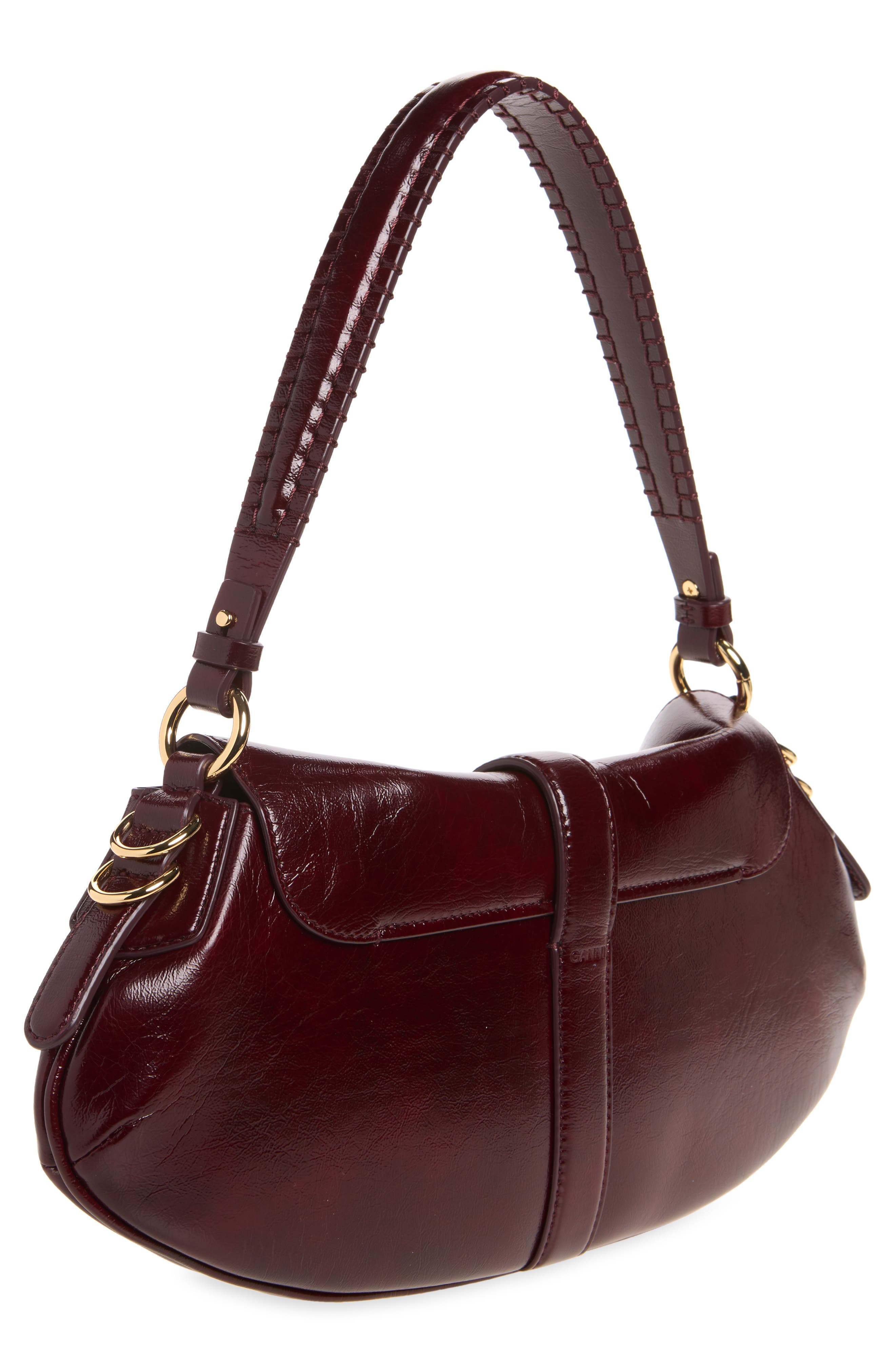 B-Kat Deep Shine Baguette Bag, Alternate, color, BURGUNDY