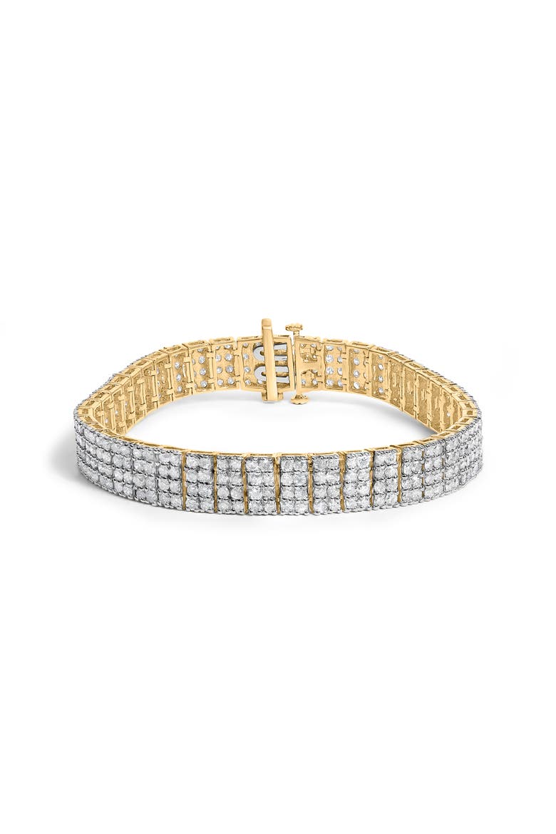 IGI Certified 14K Yellow Gold Plated Sterling Silver 10.0 Cttw Diamond 4 Row Tennis Bracelet, Main, color, Yellow Gold over Silver