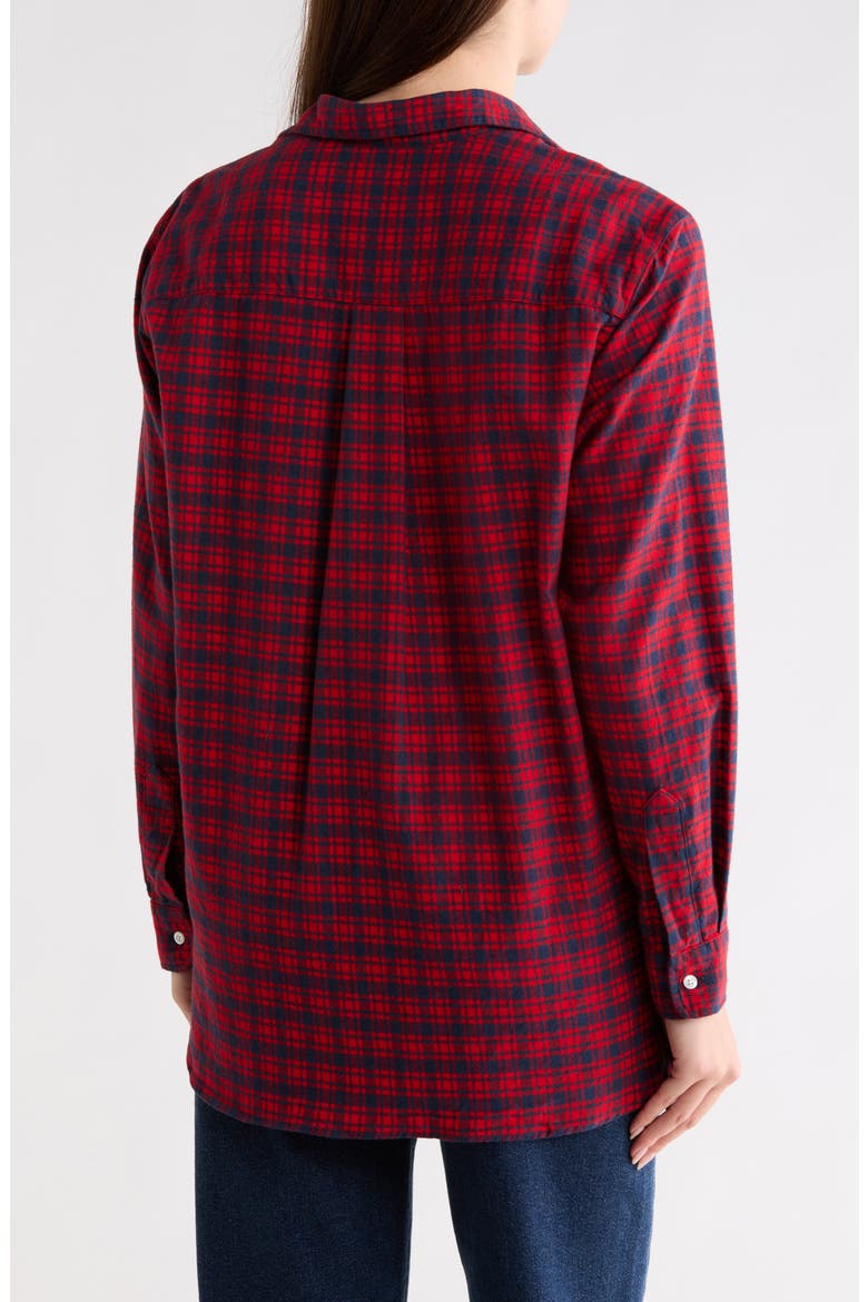 Boyfriend Button-Up Shirt, Alternate, color, RED NAVY PLAID