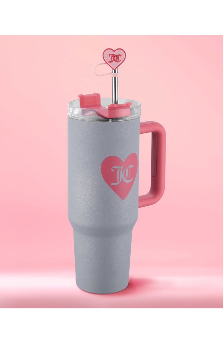 Juicy Couture 30-Ounce Jetsetter Stainless steel Water Bottle, Alternate, color, Glitter Silver