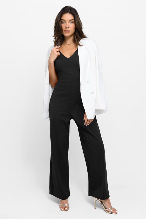 Popilush Shapewear Slimming Wide-leg Jumpsuit In Midnight Black