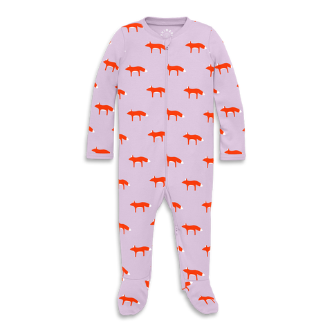 Baby Organic Zip Footie In Fox Trot