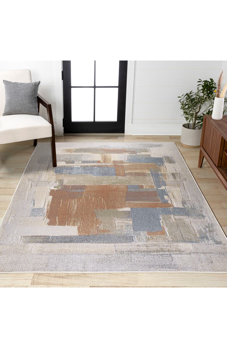 JONATHAN Y Weaver Abstract Coastal Watercolor Machine-Washable Area Rug, Alternate, color, Cream/Multi