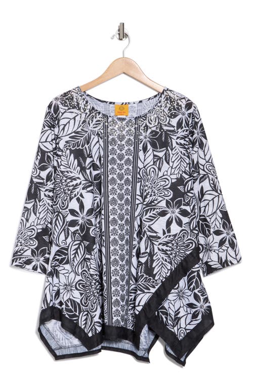 Ruby Rd. Ruby Rd Crystal Embellished Long Sleeve Top In White