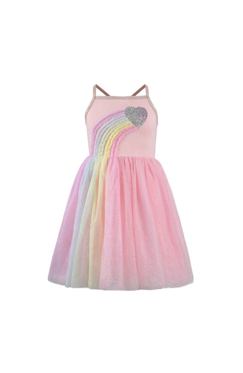 Lola + The Boys Heart Rainbow Tulle Dress, Main, color, Pink