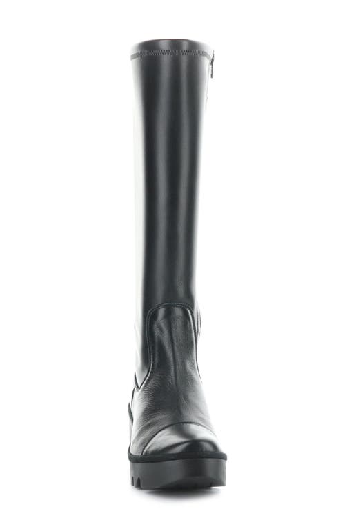 Fly London Budi Knee High Wedge Boot In Black