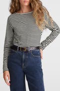 Madewell Stripe Ruched Crewneck Long Sleeve T-Shirt