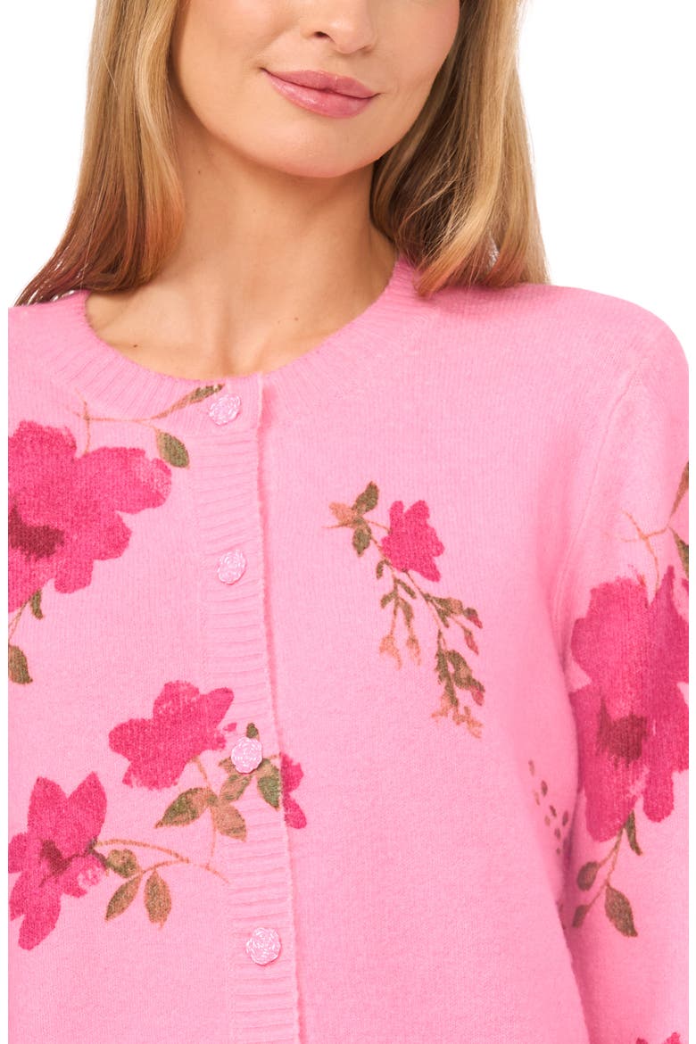 Blossom Print Crewneck Cardigan, Alternate, color, GIN FIZZ