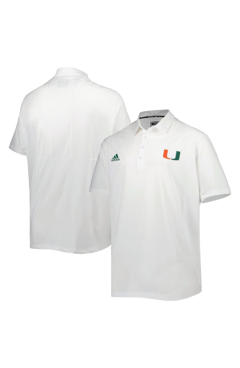 adidas Men's adidas White Miami Hurricanes Coaches Polo, Main, color,