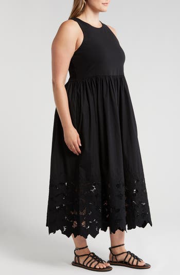Shirred Neck Puff Sleeve Midi Dress