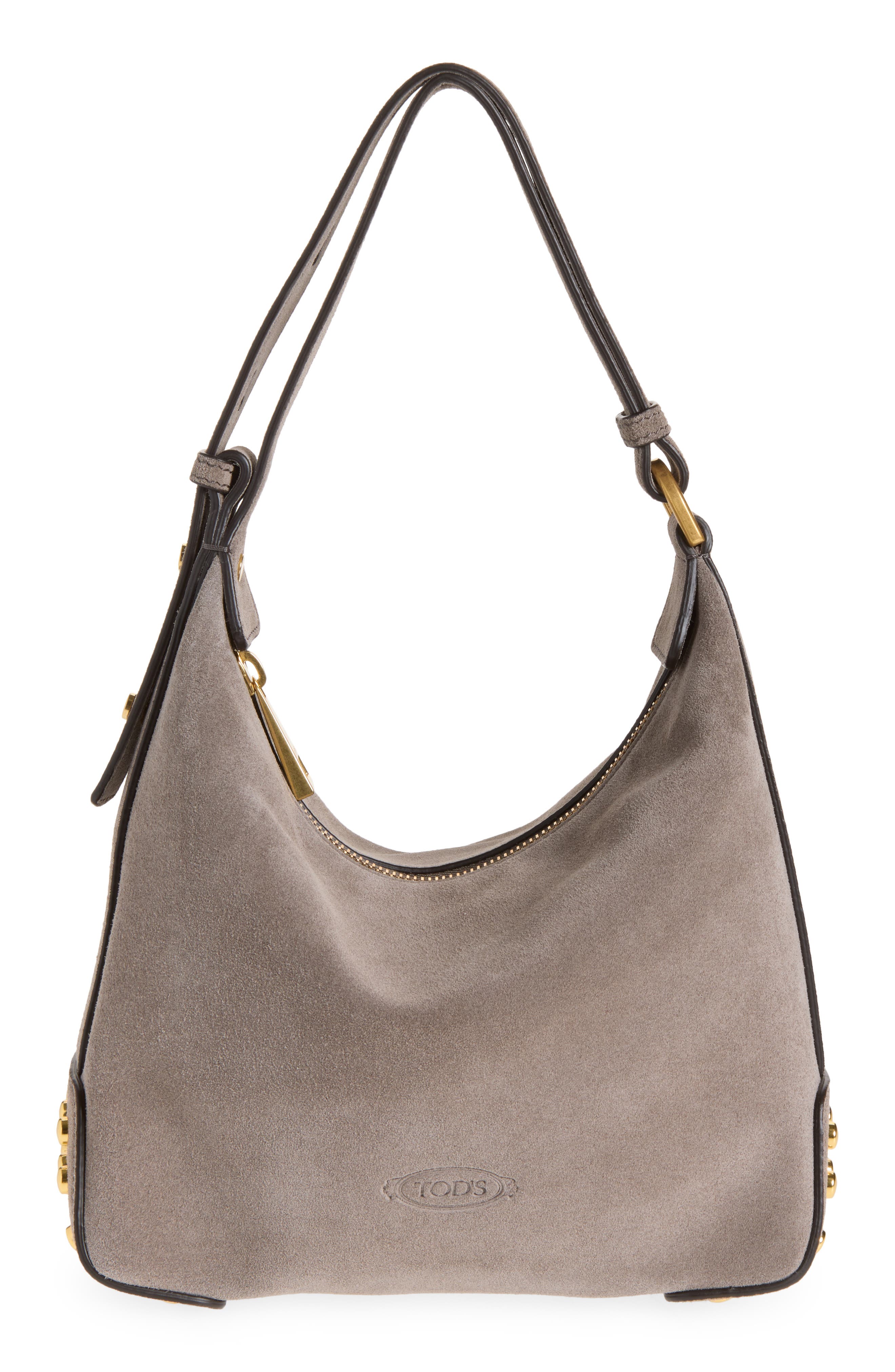 Gmt Sacca Mini Leather Hobo Bag, Main, color, ARGILLA SCURO