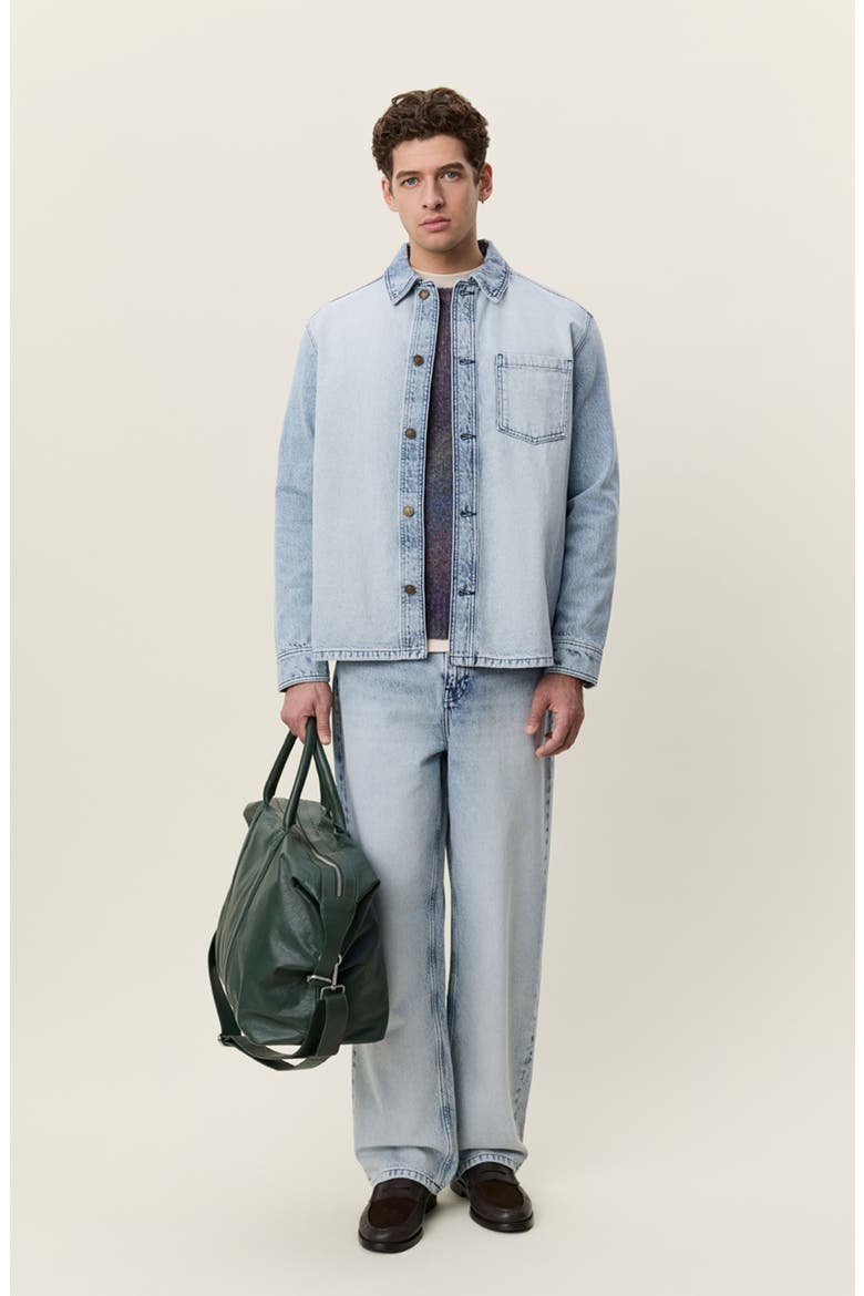 Bleached Denim Overshirt, Alternate, color, LIGHT ICE BLUE WASH
