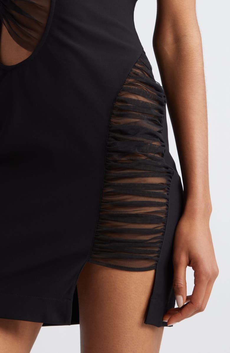 Nensi Dojaka Cutout Asymmetric Tulle Inset Minidress, Alternate, color, 