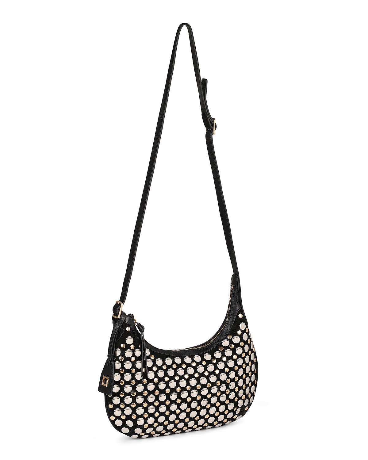 Rafe New York Alva Studded Hobo Crossbody, Alternate, color, Black