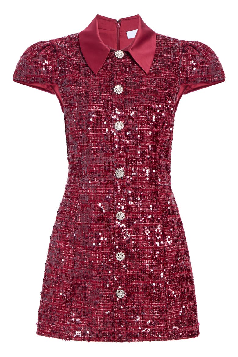 Estella Sequin Minidress, Alternate, color, MERLOT