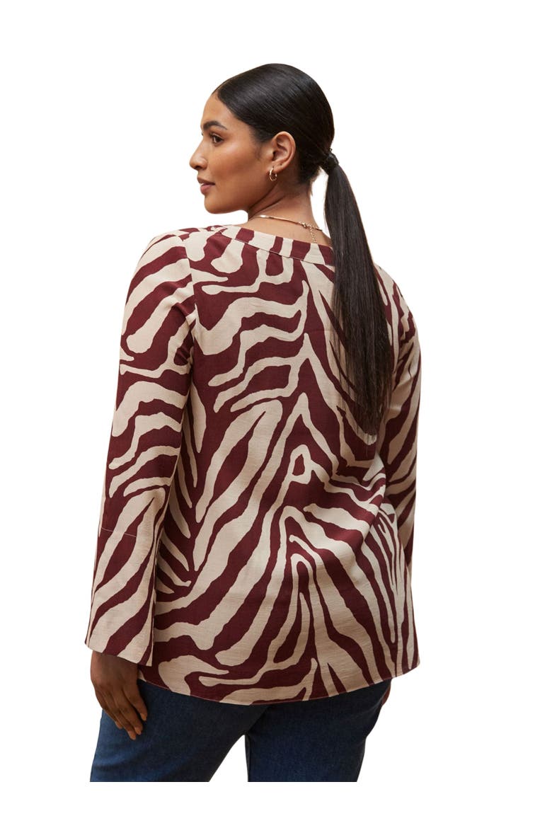 Animal Print Split Sleeve Blouse, Alternate, color, Cream