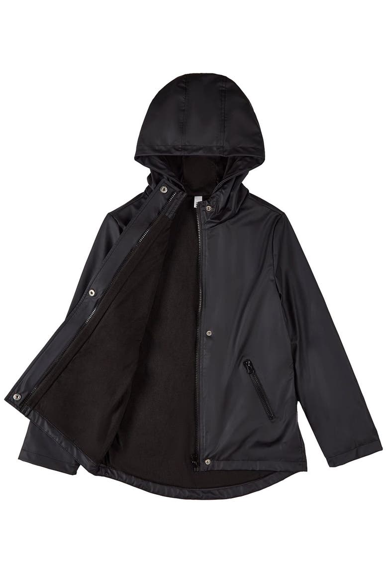 Teens Classic Hooded Lined Raincoat with Included Carry Pouch, Alternate, color, Black