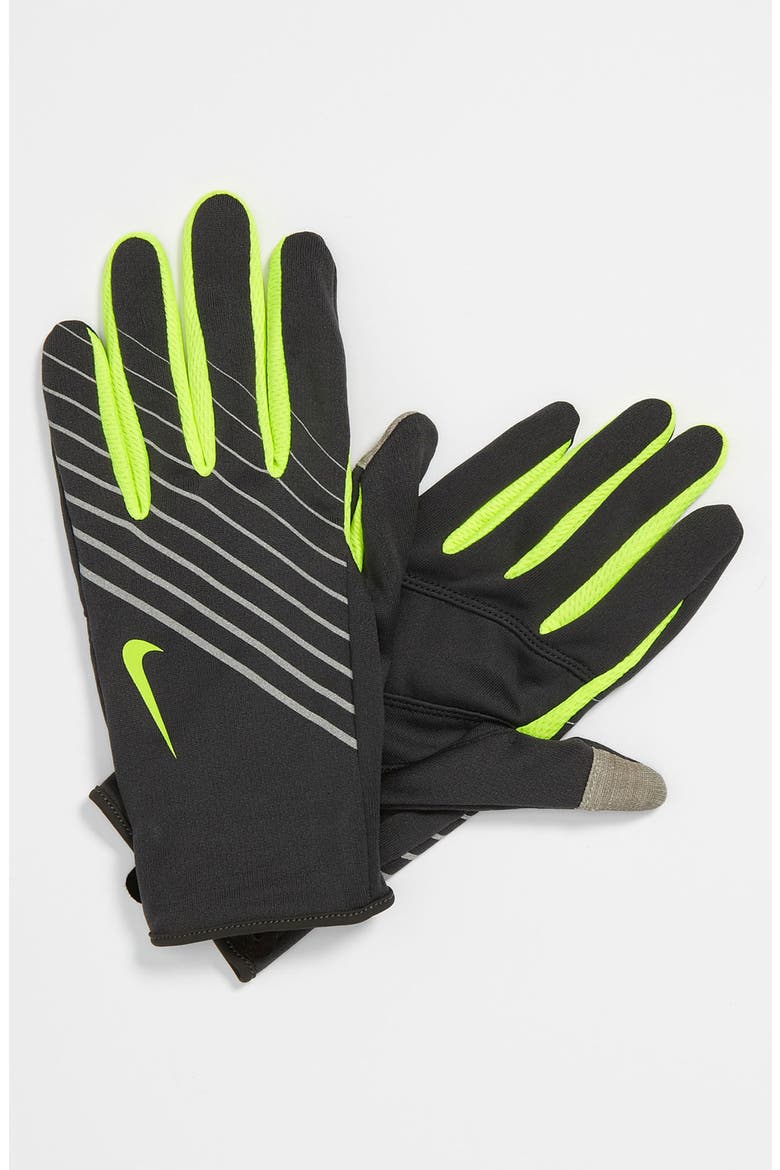 'Tech' Lightweight Running Gloves, Main, color, BLACK/ VOLT
