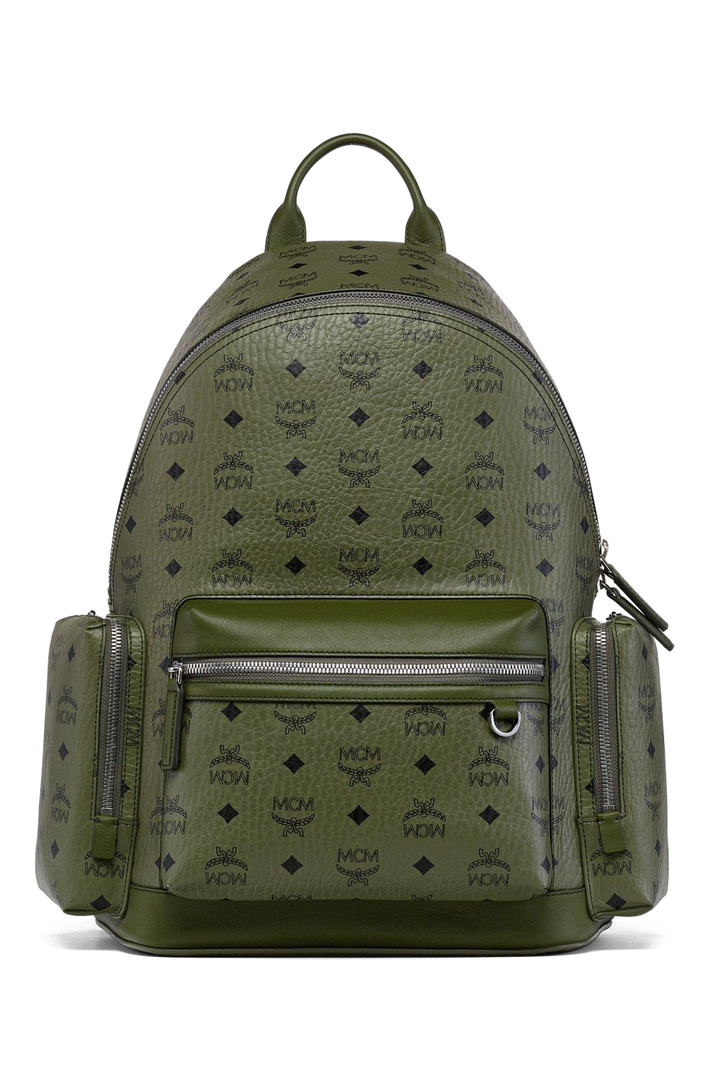 MCM Stark Backpack in Visetos, Alternate, color, Green
