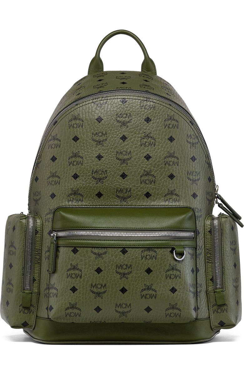 MCM Stark Backpack in Visetos, Alternate, color, Green