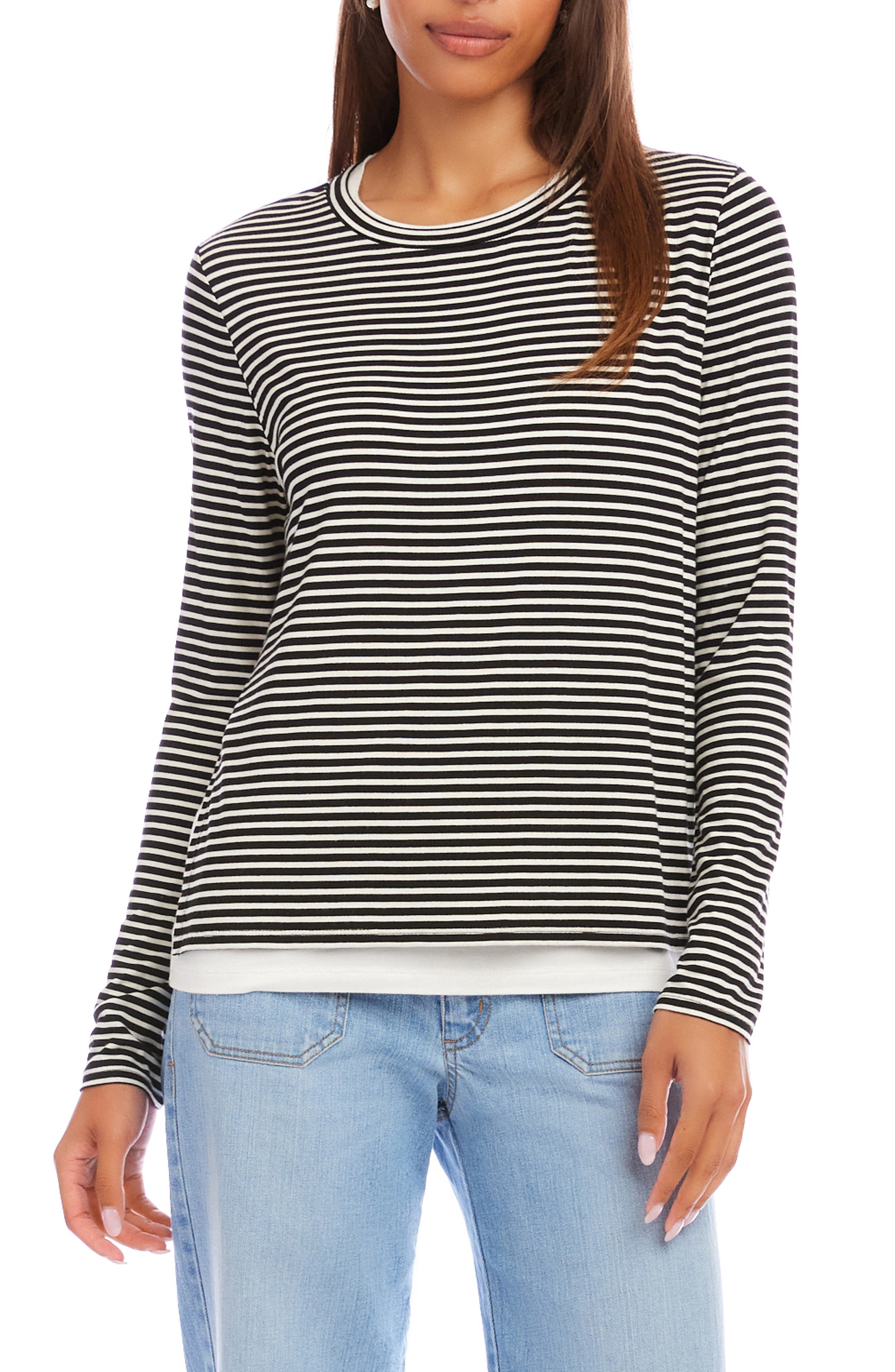 Stripe Layered Side Slit Top