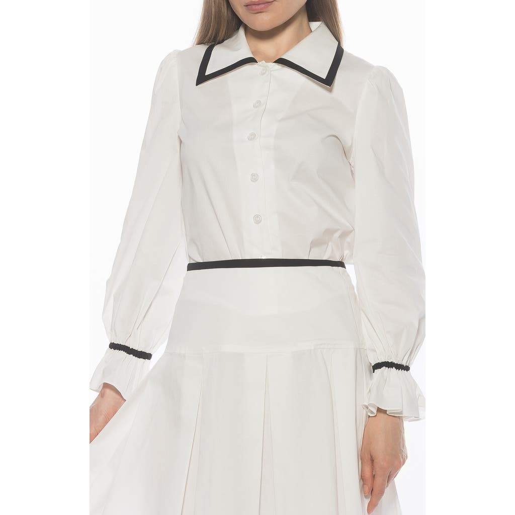 Alexia Admor Shannan Tipped Collar Button-up Shirt In White