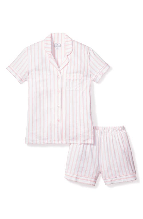 Petite Plume Ticking Stripe Cotton Short Pajamas In Pink