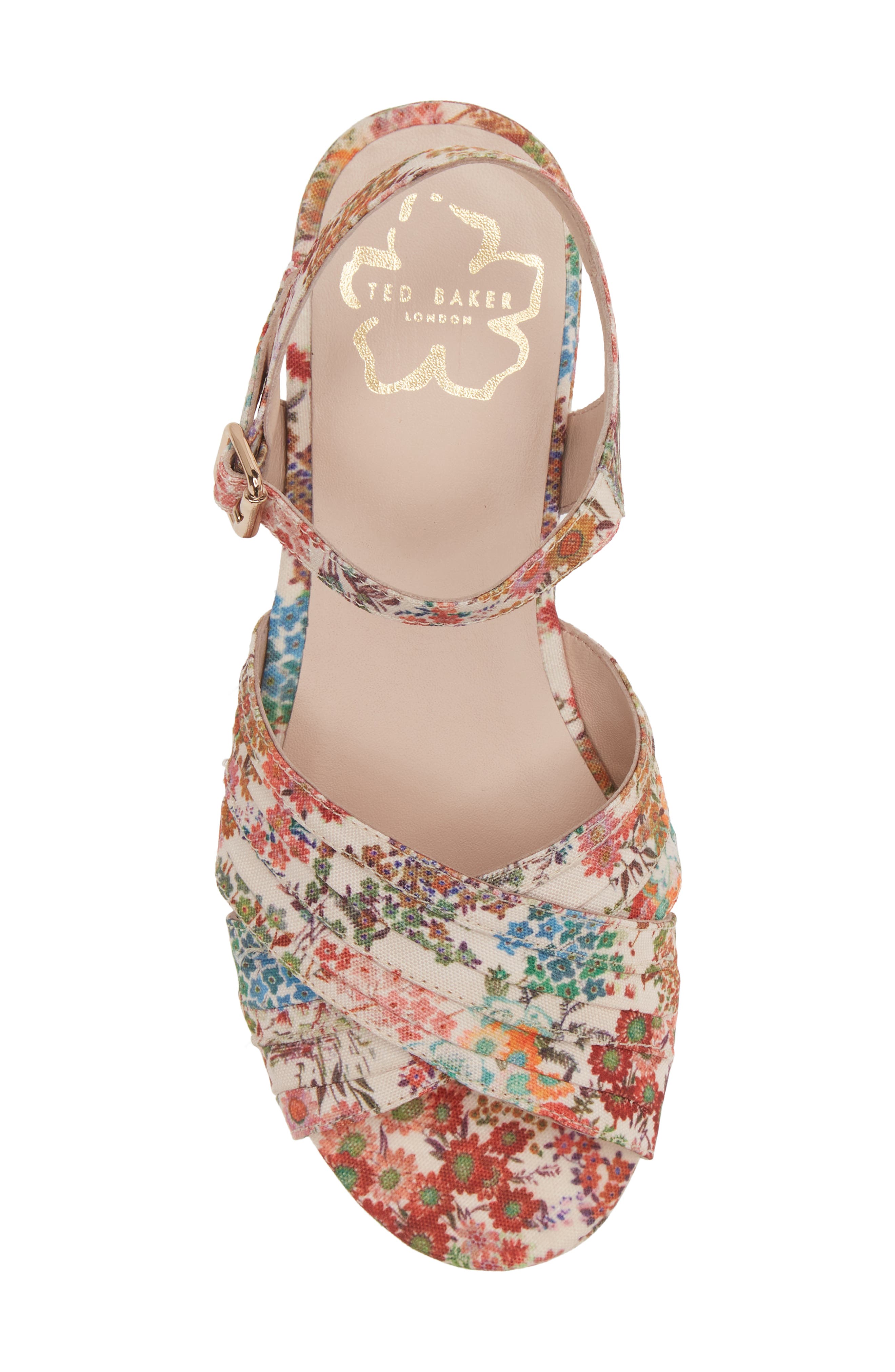 Ted Baker London Ameelah Sunburnt Retro Floral Platform Sandal, Alternate, color, 