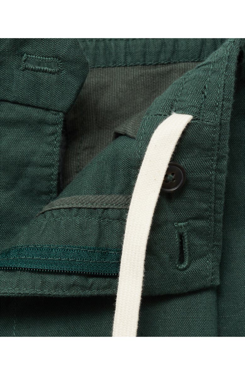 MANGO Slim Fit Linen & Cotton Drawstring Pants, Alternate, color, Dark Green