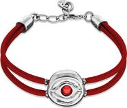 UNODE50 Red Leather Strap with Silver-Plated Eye Detail and Crystal