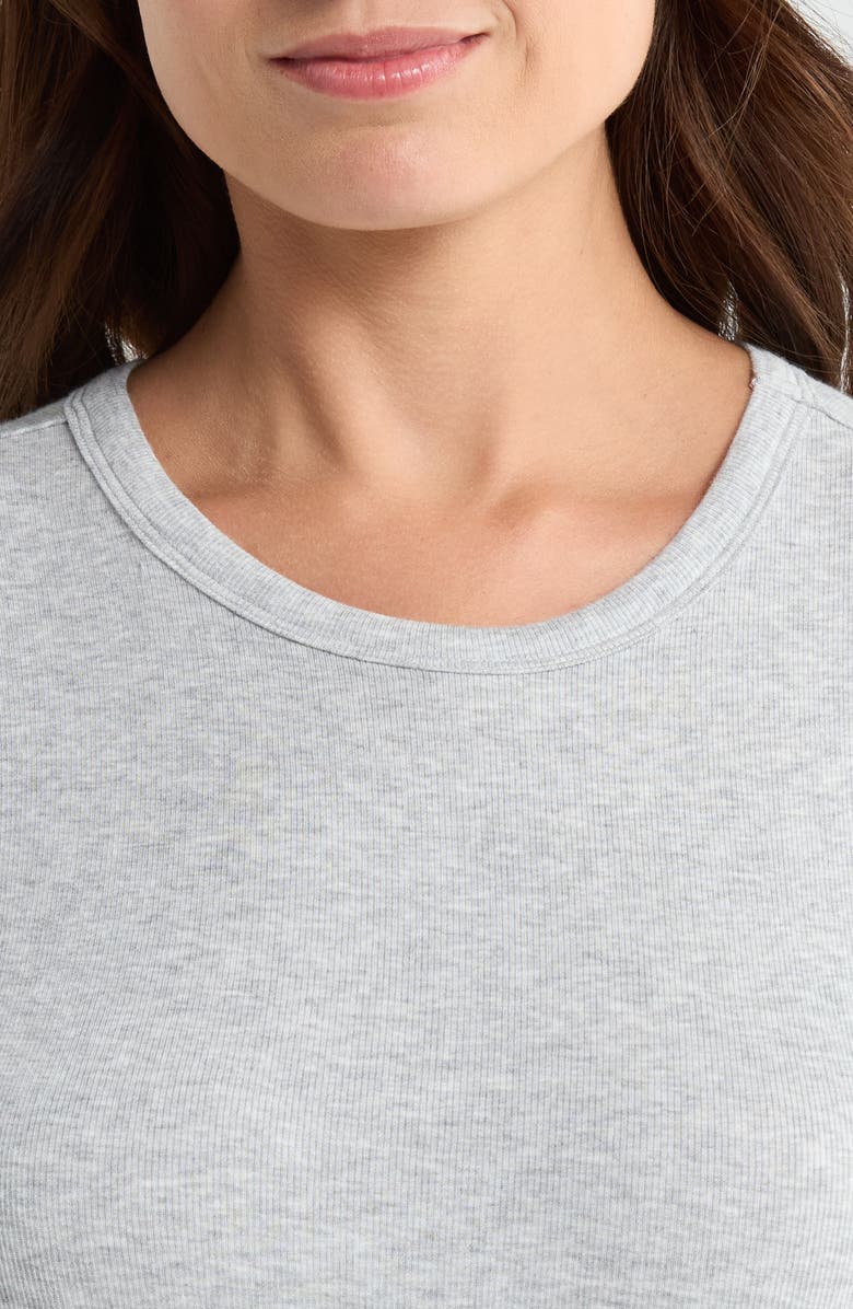 Lunya Soft Modal Rib Curved Hem Tee, Alternate, color, Napping Dove Heather