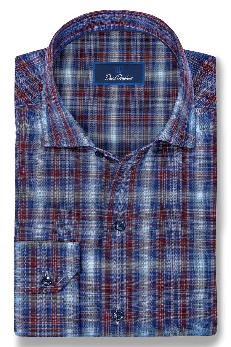 Check Sport Shirt, Alternate, color, NAVY/ MERLOT