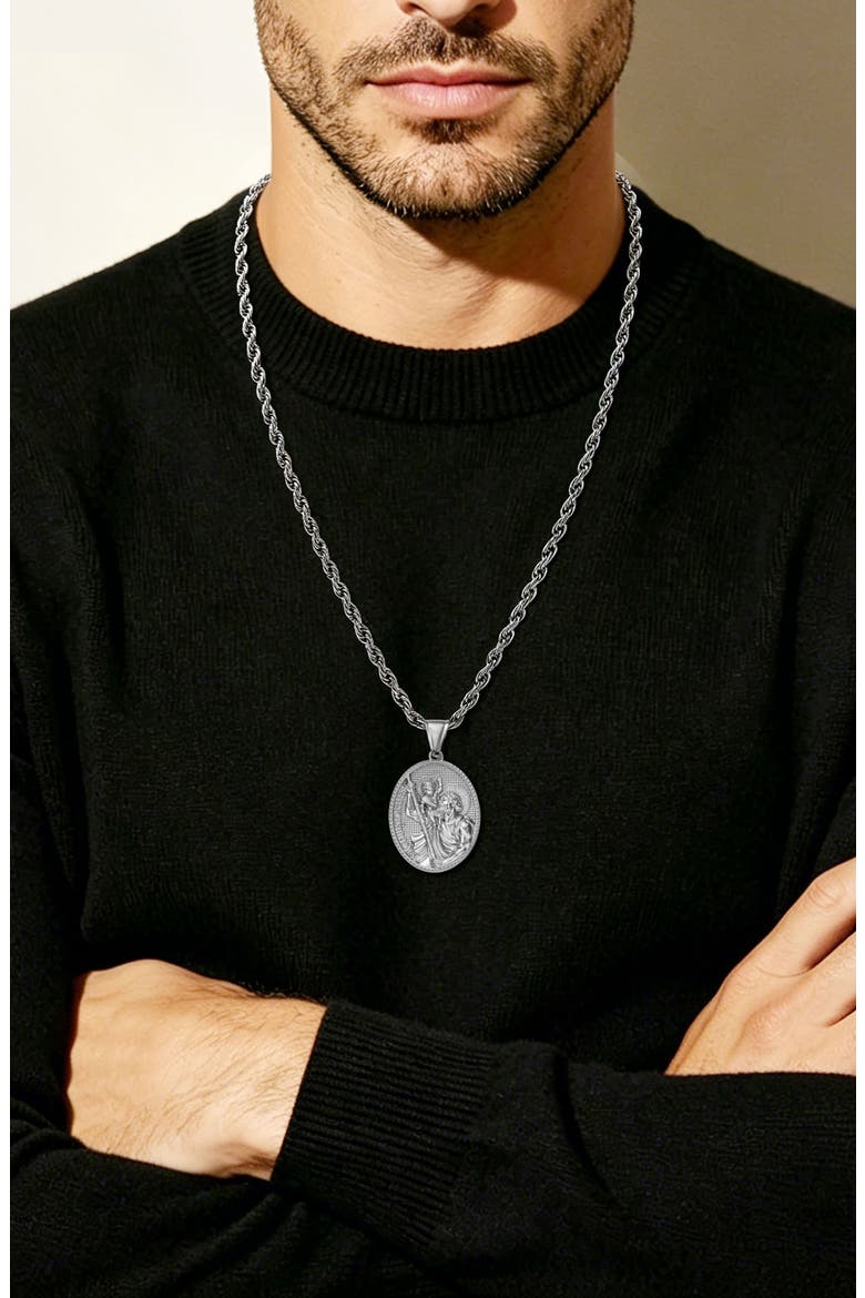 St. Christopher Pendant Necklace, Alternate, color, SILVER