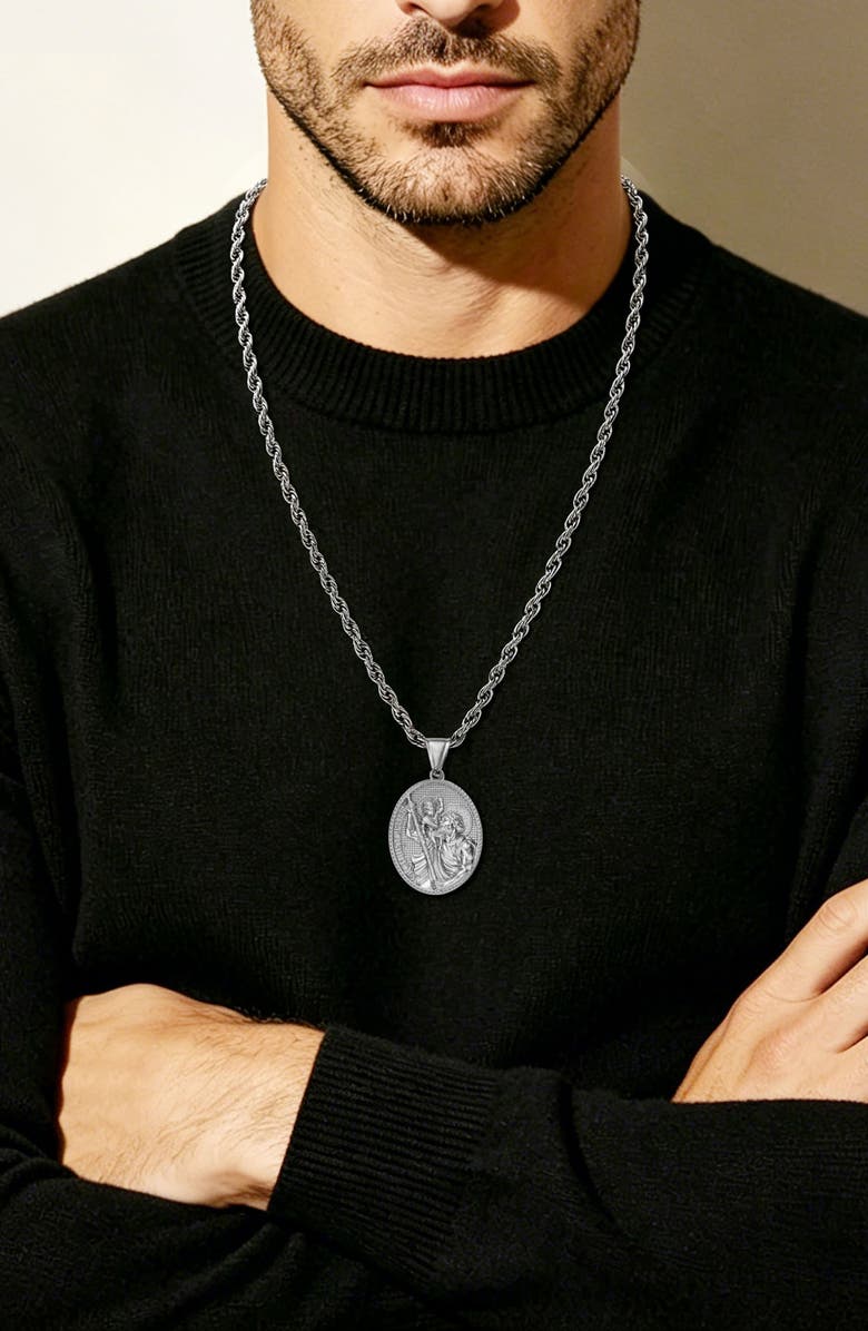 EDFORCE St. Christopher Pendant Necklace, Alternate, color, Silver