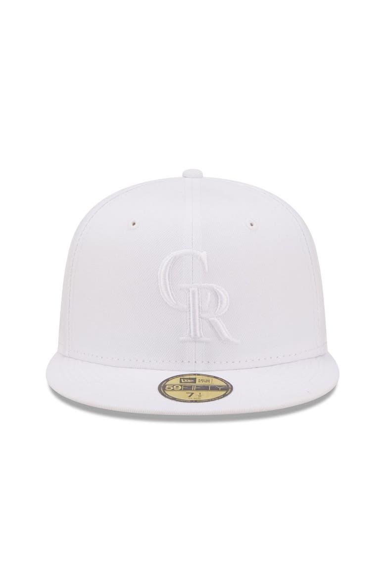 Men's New Era Colorado Rockies White on White 59FIFTY Fitted Hat, Alternate, color, White
