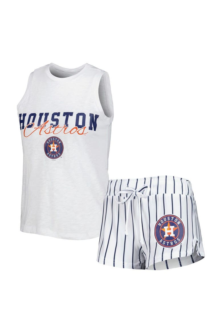 Women's Concepts Sport White Houston Astros Reel Pinstripe Tank Top & Shorts Sleep Set, Main, color, White