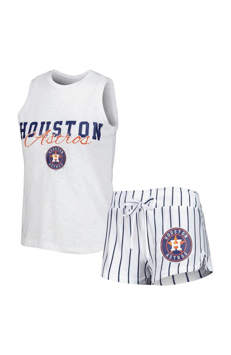 CONCEPTS SPORT Women's Concepts Sport White Houston Astros Reel Pinstripe Tank Top & Shorts Sleep Set, Main, color, White