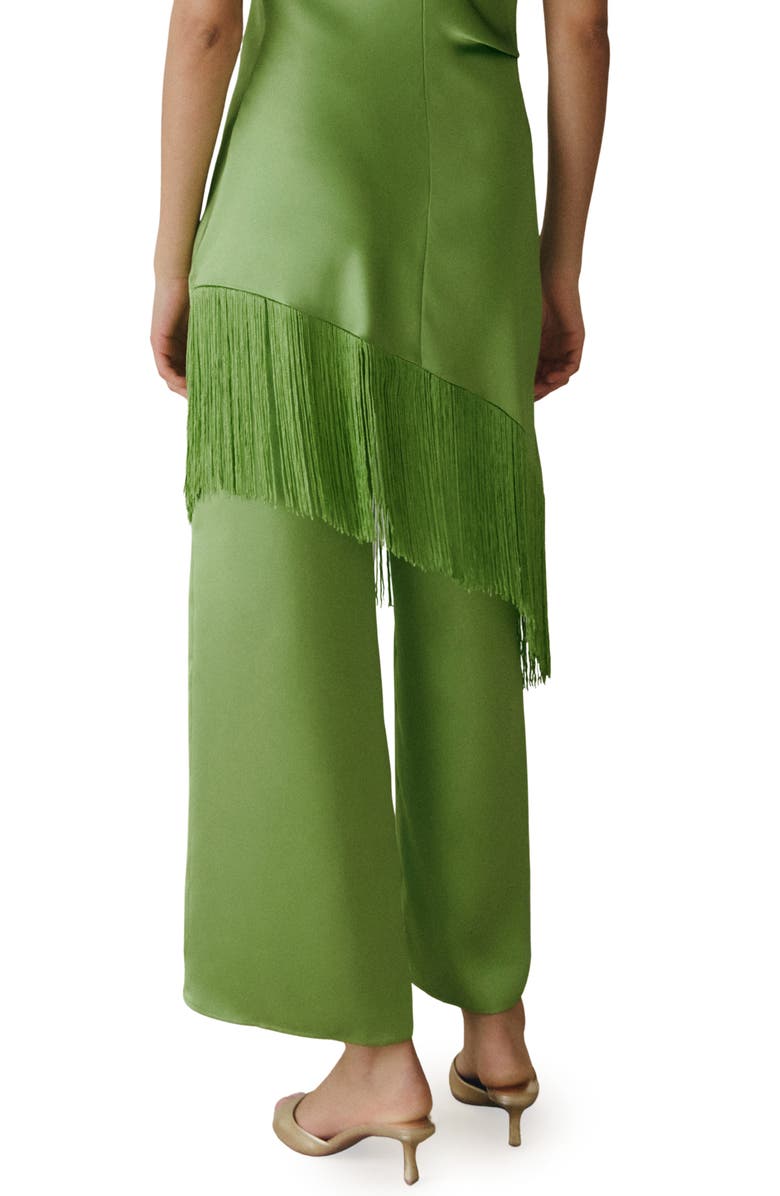 MANGO Satin Ankle Wide Leg Pants, Alternate, color, Green