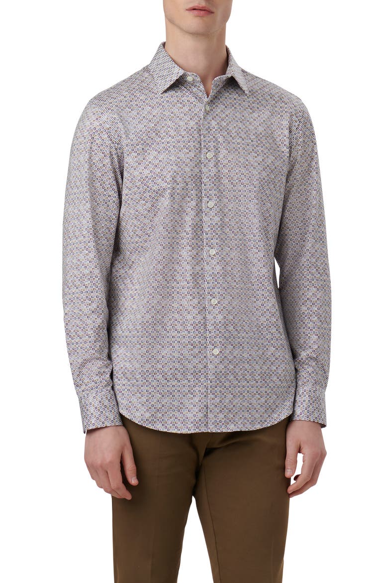 OoohCotton® James Geo Print Button-Up Shirt, Main, color, LAVENDER