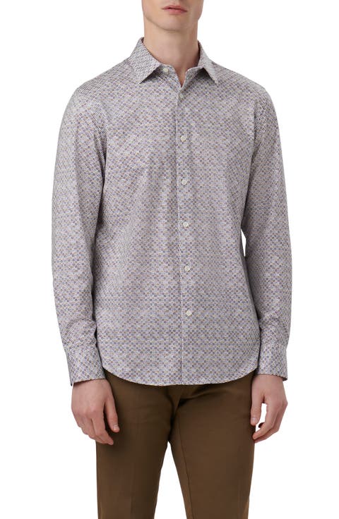 OoohCotton® James Geo Print Button-Up Shirt