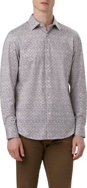 Bugatchi OoohCotton® James Geo Print Button-Up Shirt