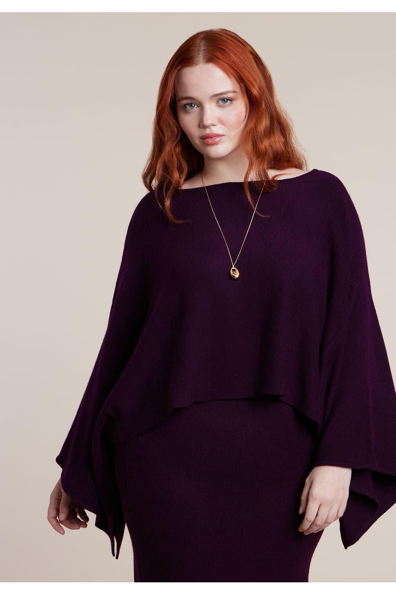 Boxy Three Quarter Sleeve Turtleneck, Main, color, PLUM PURPLE