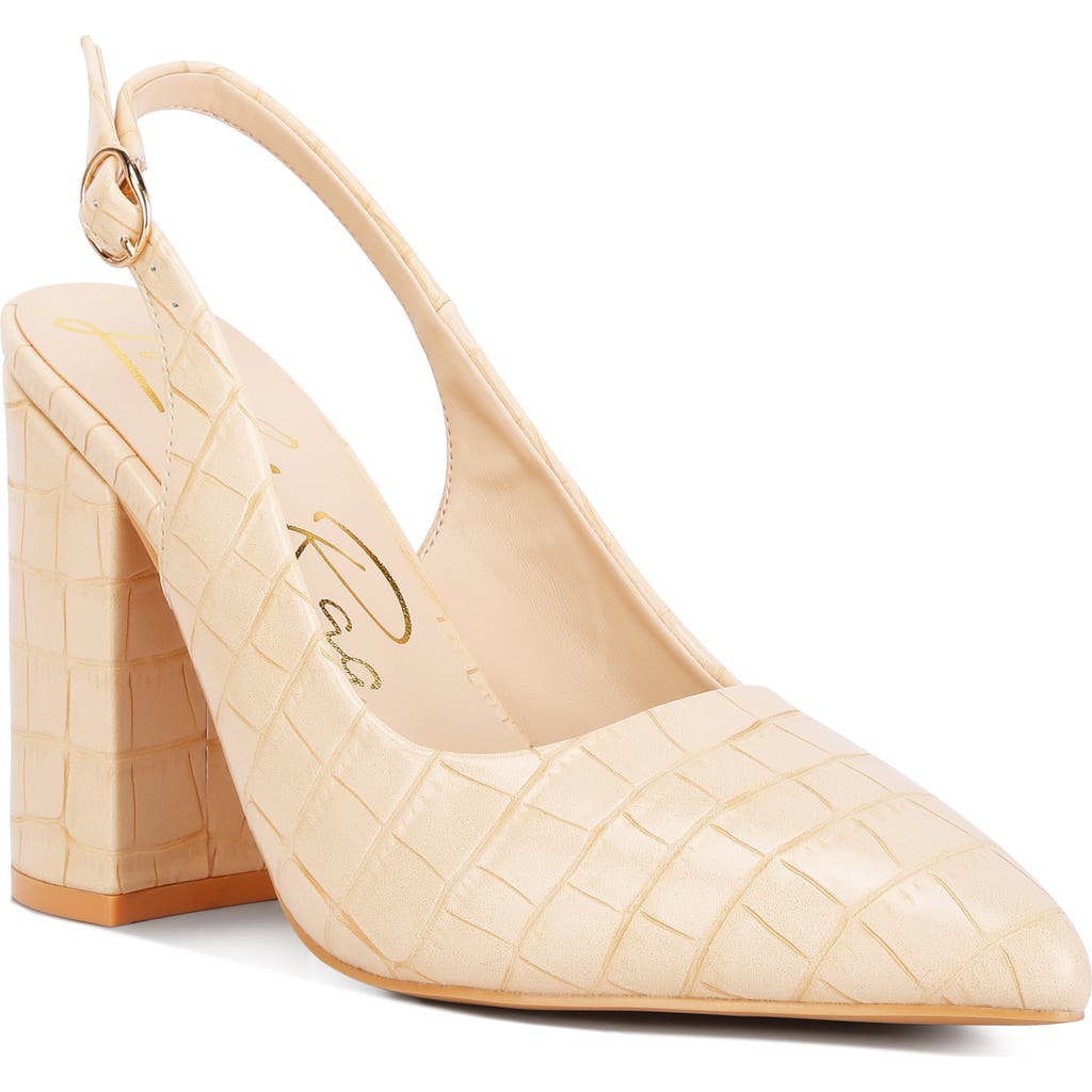 London Rag Macha Croctexture Sling Back Heels In Nude
