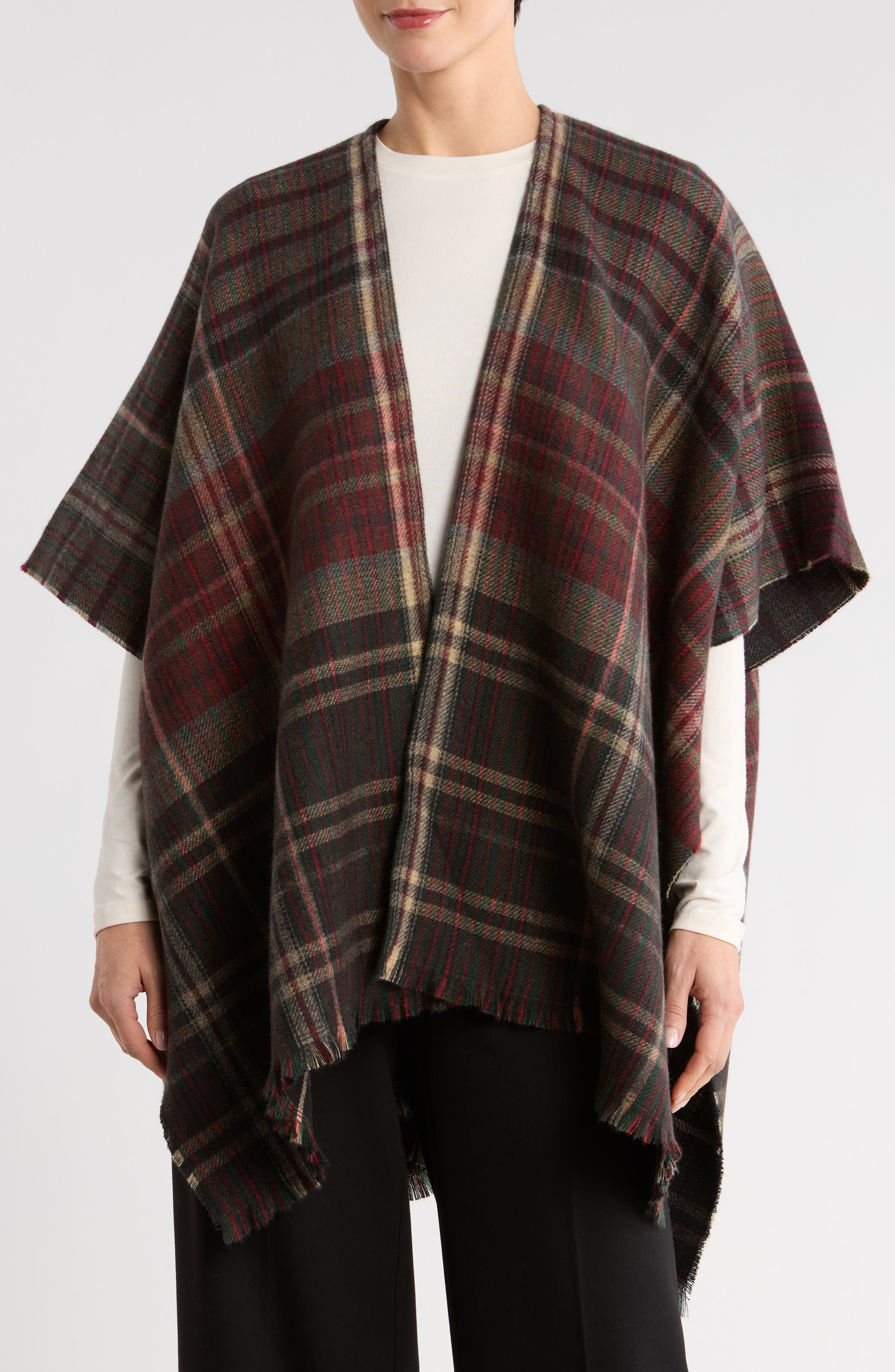 Vince Camuto Classic Plaid Reversible Topper